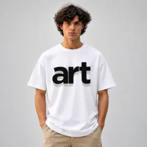 White Graphic Printed Oversized T-Shirt - Men's Art DTF Print