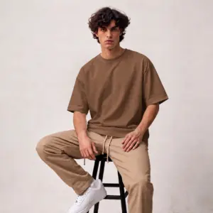 Light Brown Oversized Plain T-Shirt