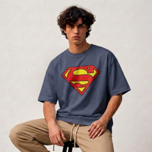 Blue Superman printed oversized t-shirt for men