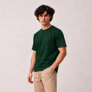 Bottle Green Regular Fit Plain T-Shirt